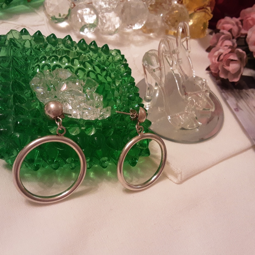 Vintage Solid 925 Sterling Silver Dangle Post Ear… - image 6